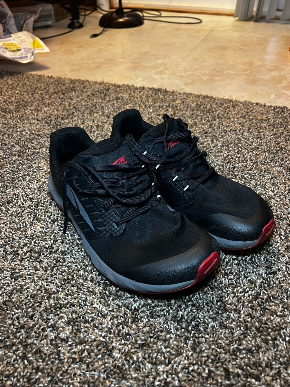 Altra Men's Black Sneakers with Red Accents